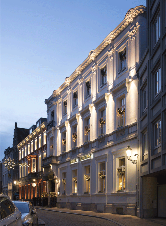 La façade de l'hotel Heritage à Bruges